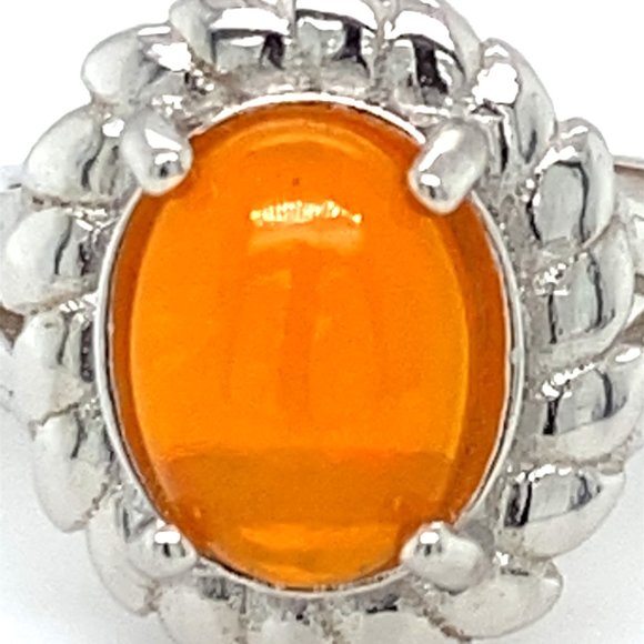 Orange Opal 2.52ct Rhodium Finish Silver Ring - Picture 6 of 6